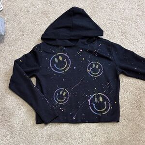 Firehouse size M- Kids Black Smiley Face Hoodie with splatter